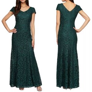 ALEX EVENINGS Beaded Lace Mermaid Gown, Womens Size 6
